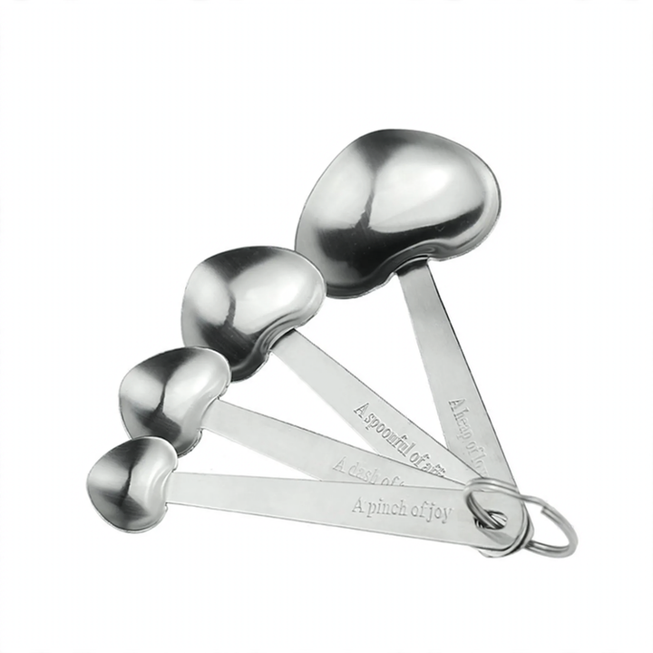 4-piece set measuring spoons heart shape, stainless steel