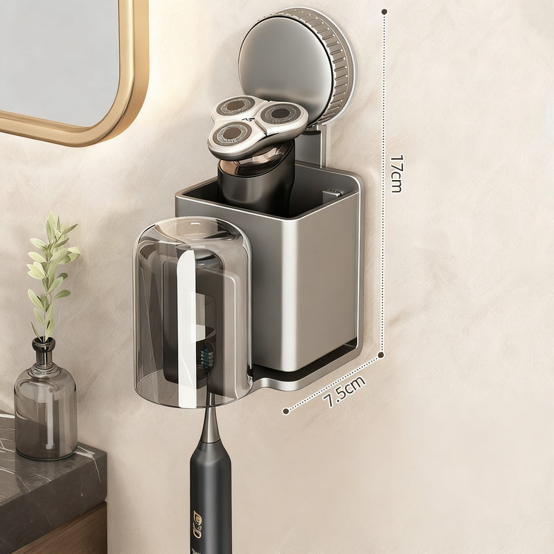 Toothbrush holder with suction cup, metal, wall mountable