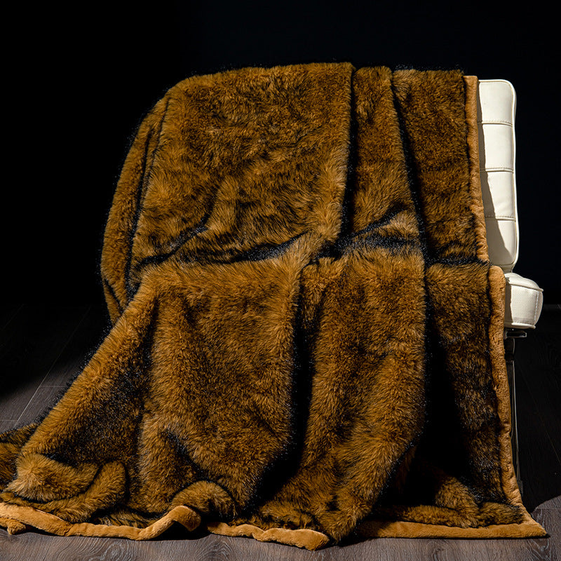 Fluffy faux fur blanket in luxury look