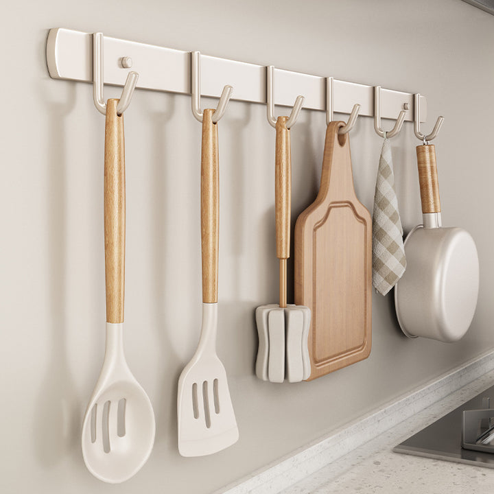 Stainless steel kitchen holder with multiple hooks