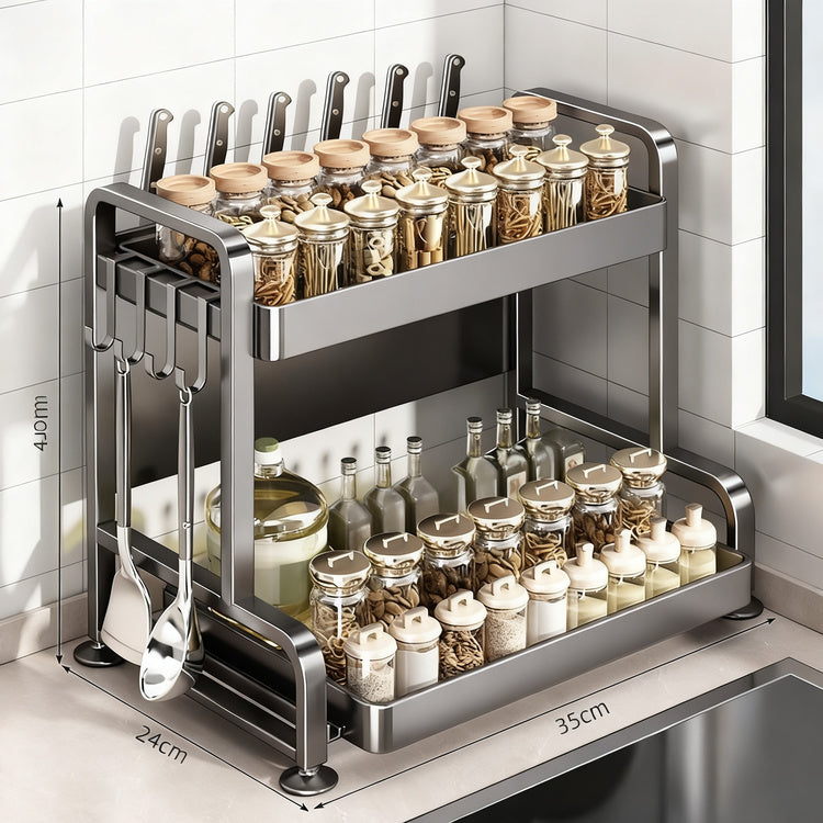 Multi-tier spice rack for the kitchen countertop