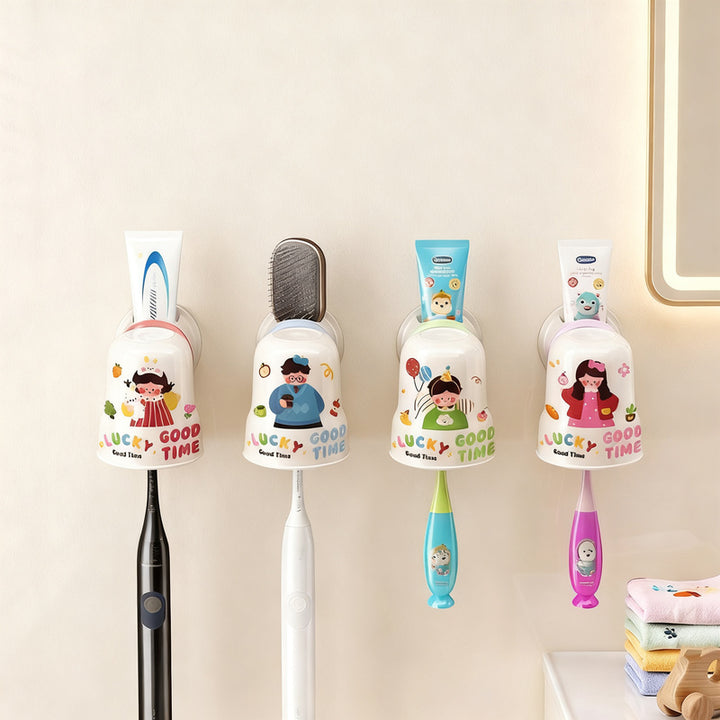 Toothbrush holder for sticking with toothbrush cup