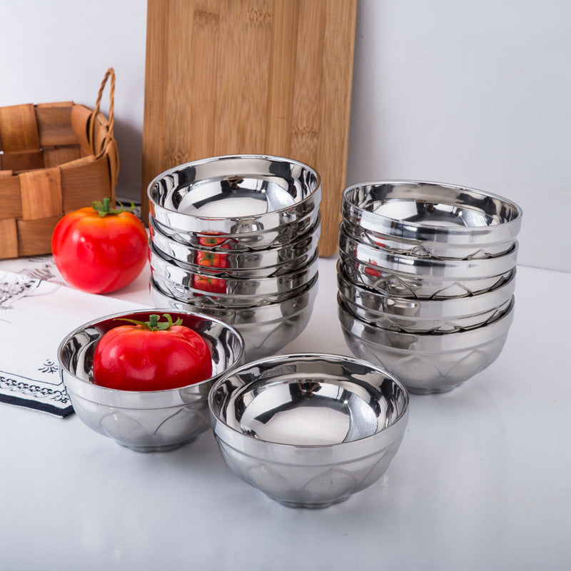 Double-walled stainless steel bowl, lotus shape