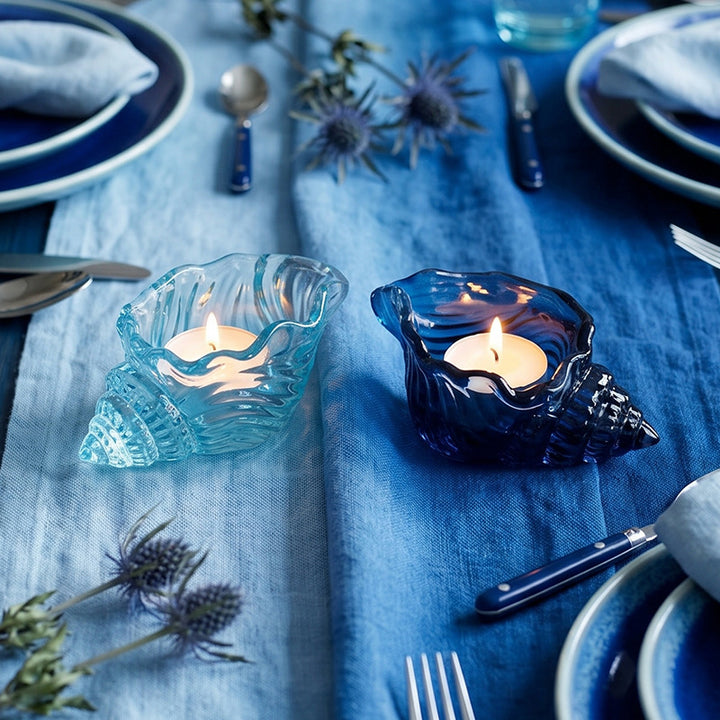 Glass candle holder shell shape, high borosilicate glass
