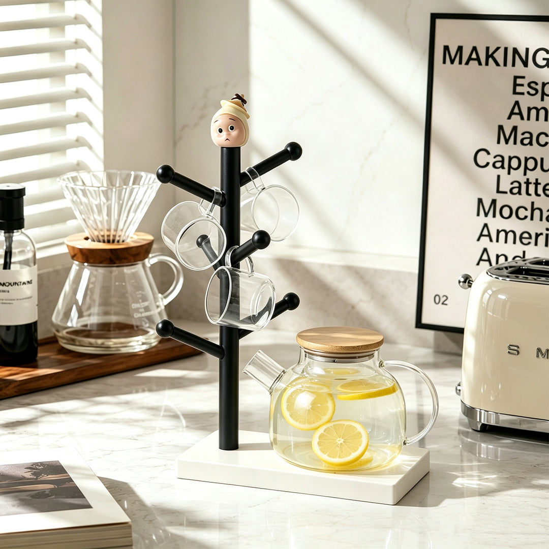 Apple figure cup holder with drip tray
