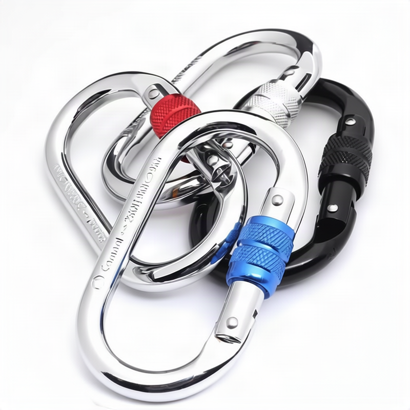 Steel carabiner for climbing, 25 KN