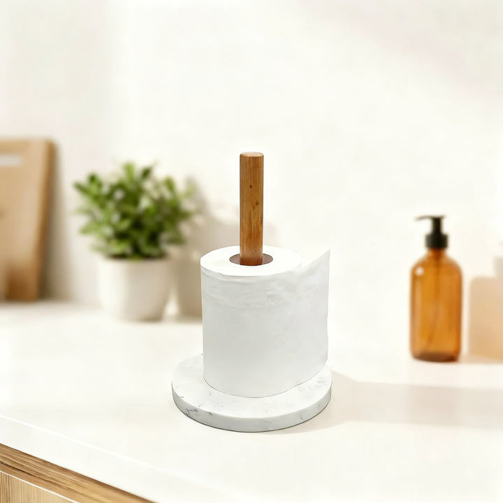 Marble and Wood Paper Roll Holder