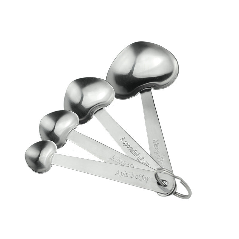 4-piece set measuring spoons heart shape, stainless steel