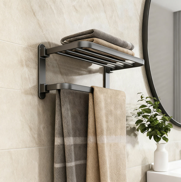 Aluminum towel holder, wall-mounted