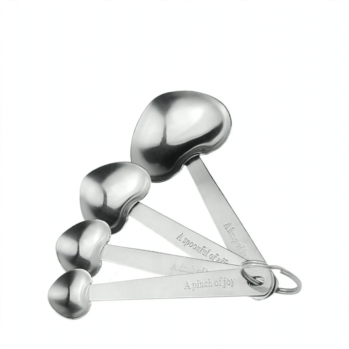 4-piece set measuring spoons heart shape, stainless steel