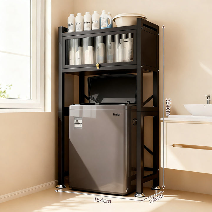 Steel shelf for washing machine, 2–3 levels with doors
