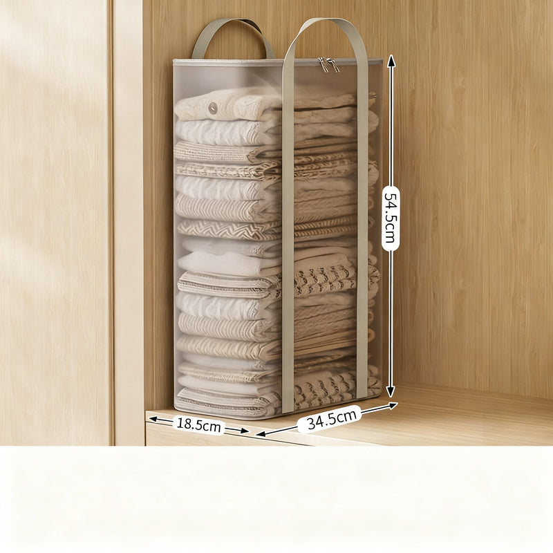 Transparent storage bag for clothing and bedding