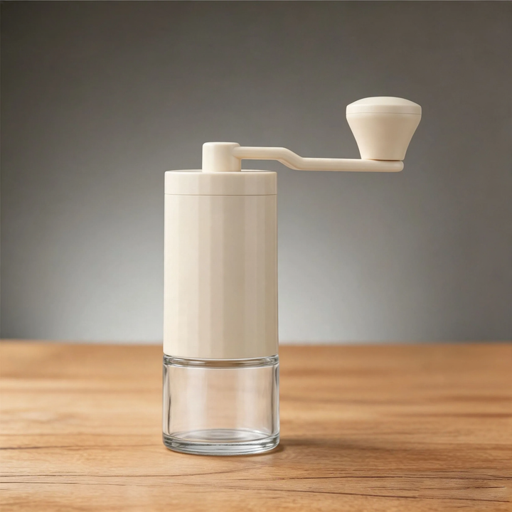 Hand coffee grinder with CNC grinding mechanism and brush