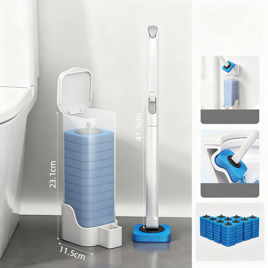 Toilet brush with interchangeable sponge heads
