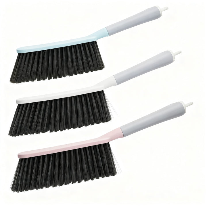 Bed brush with long handle, soft bristles