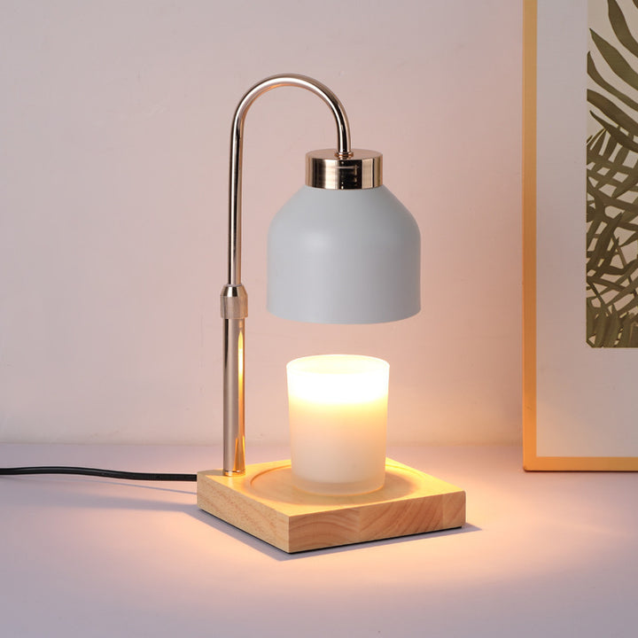 Wax melt table lamp with wooden base