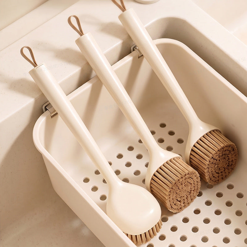 Long handle pot brush, scratch-resistant