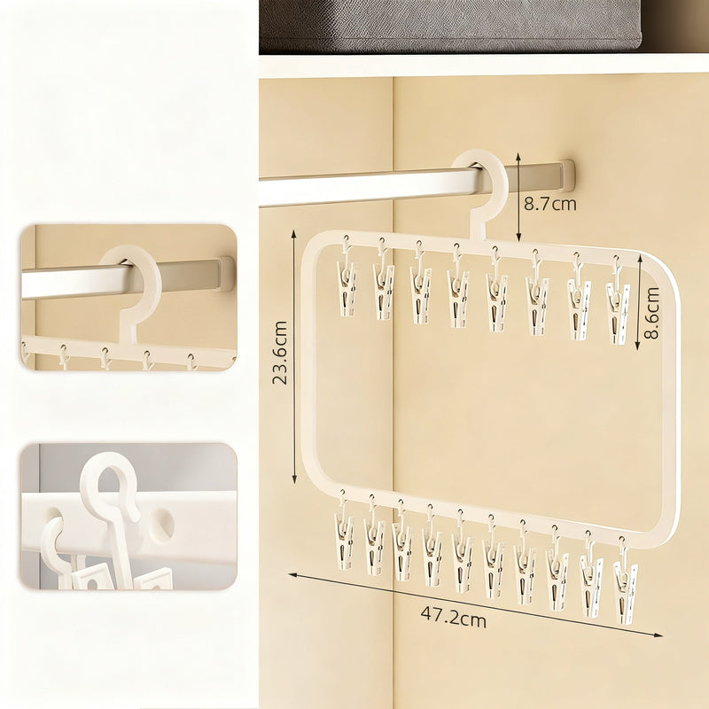 Clothes drying rack with clips for children