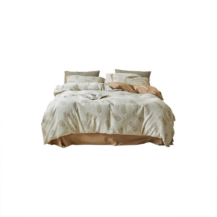 Cotton bedding set, 4-piece, jacquard