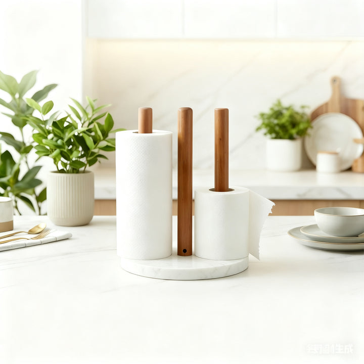 Marble and Wood Paper Roll Holder
