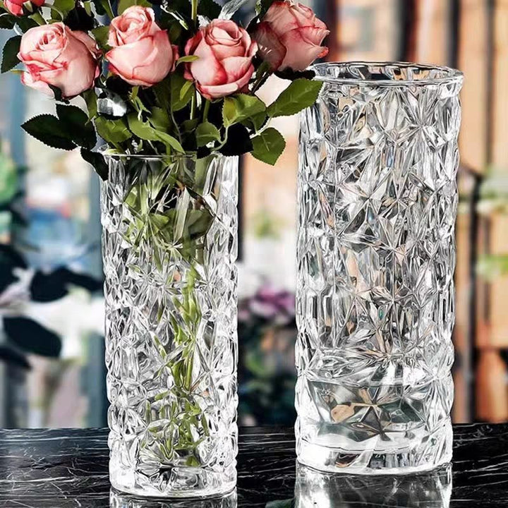 Glass cylinder flower vase, 18.5–28.5 cm, modern