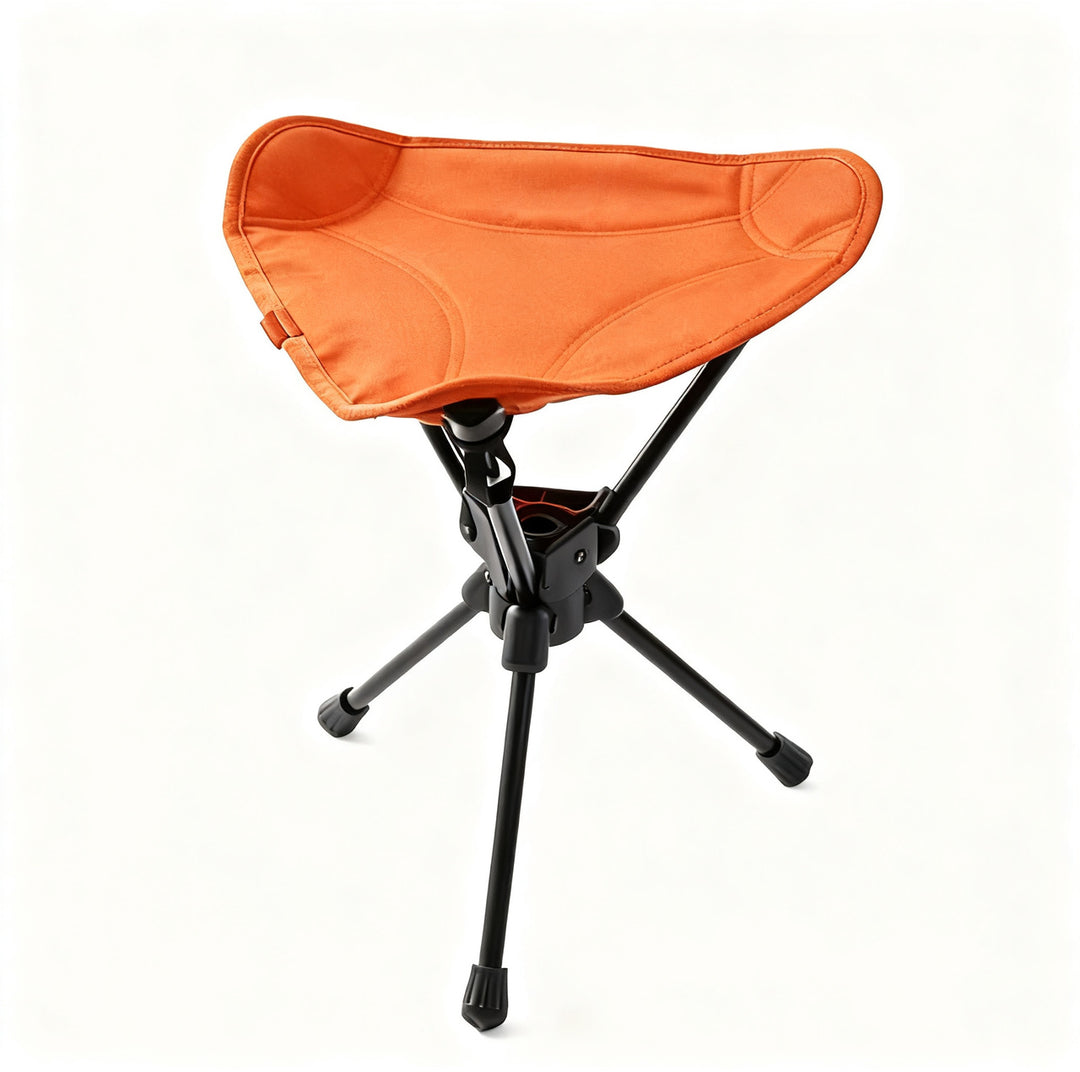 Foldable camping stool, triangular, steel frame