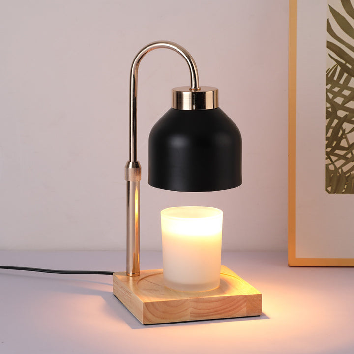 Wax melt table lamp with wooden base