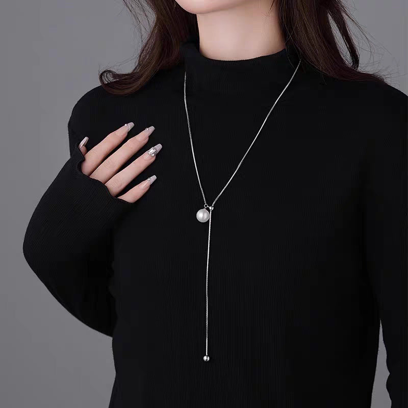 Pearl necklace with silver clasp, pearls 4–12 mm