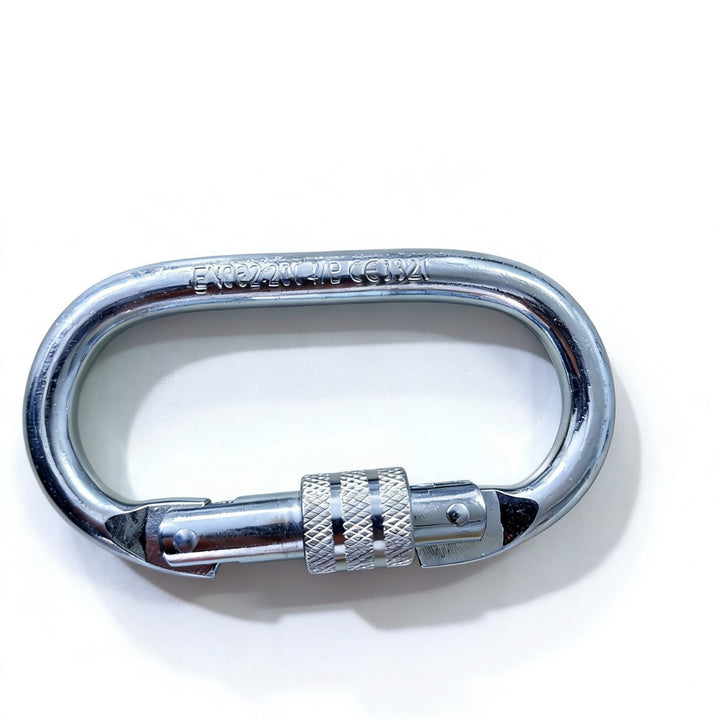 Steel carabiner for climbing, 25 KN