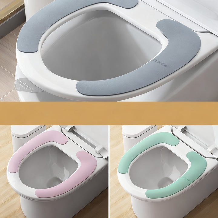 Plush toilet seat cover, self-adhesive