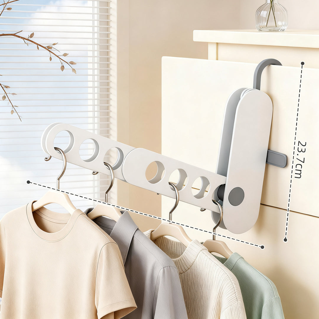 Foldable laundry rack made of plastic, 7 hooks