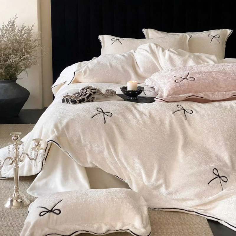 Bedding set made of milk fiber, embroidered, 4-piece