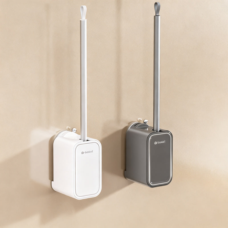 Toilet brush with suction cup, wall mountable