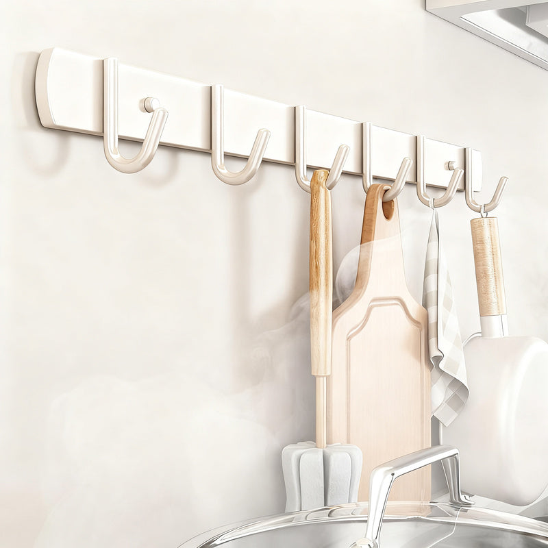 Stainless steel kitchen holder with multiple hooks
