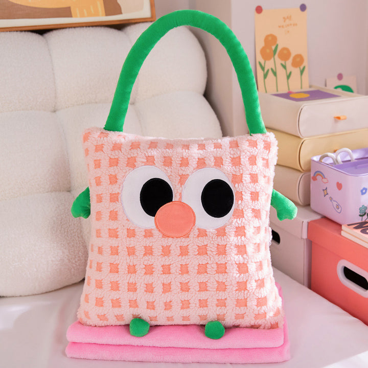 Cuddle cushion and blanket 2-in-1, striped pattern
