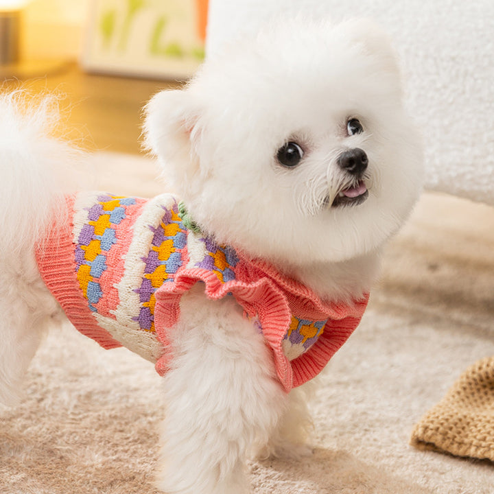 Pet Knit Sweater with Floral Pattern
