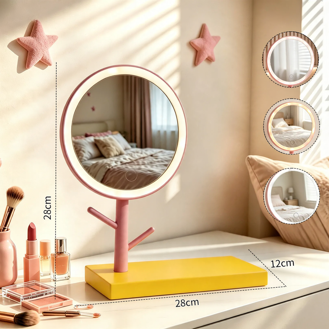 LED Makeup Mirror with Phone Holder and Lighting