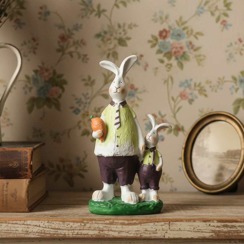 Pair of Rabbit Decorative Figurine made of Natural Resin