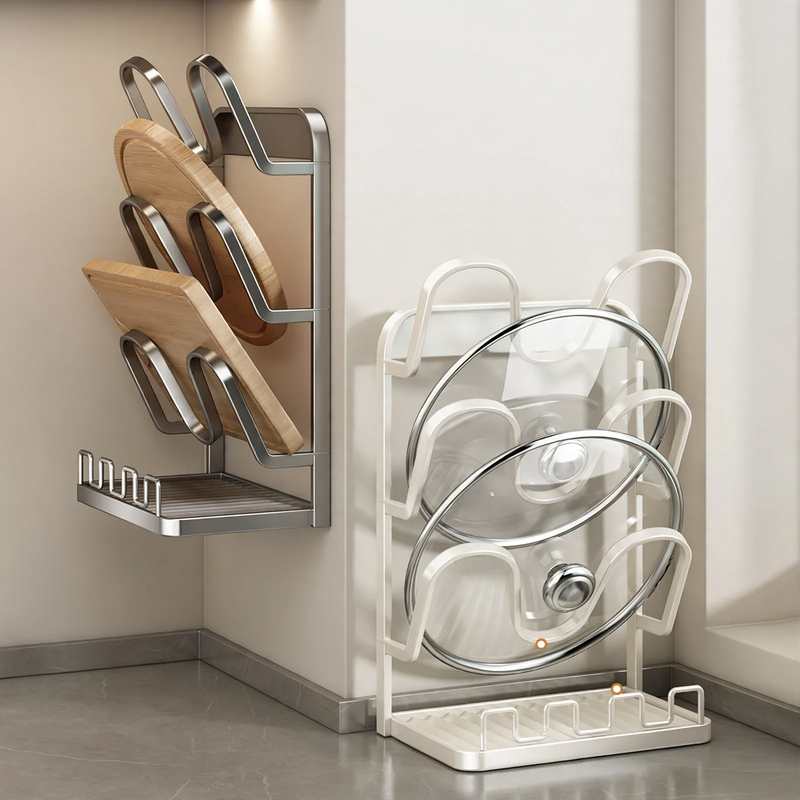 Pot lid and cooking spoon holder, wall and table version