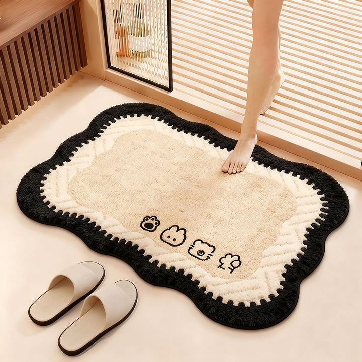 Bathroom mat made of faux fur, washable