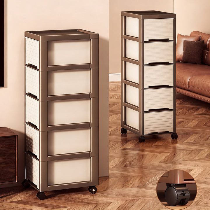 Plastic storage cabinet, multi-layer, with wheels