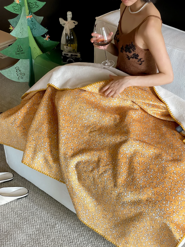 Wool blanket with geometric pattern