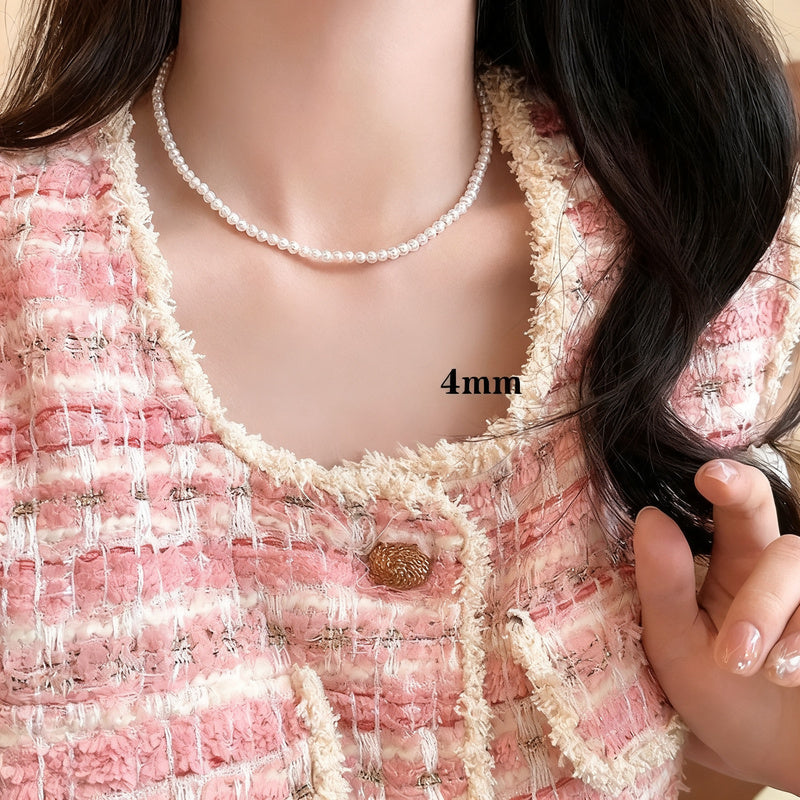Pearl necklace with silver clasp, pearls 4–12 mm