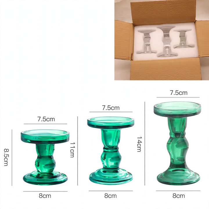 Glass candle holder, column shape, various colors