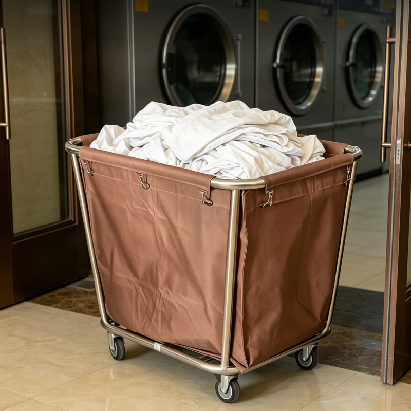 Stainless steel laundry cart with wheels