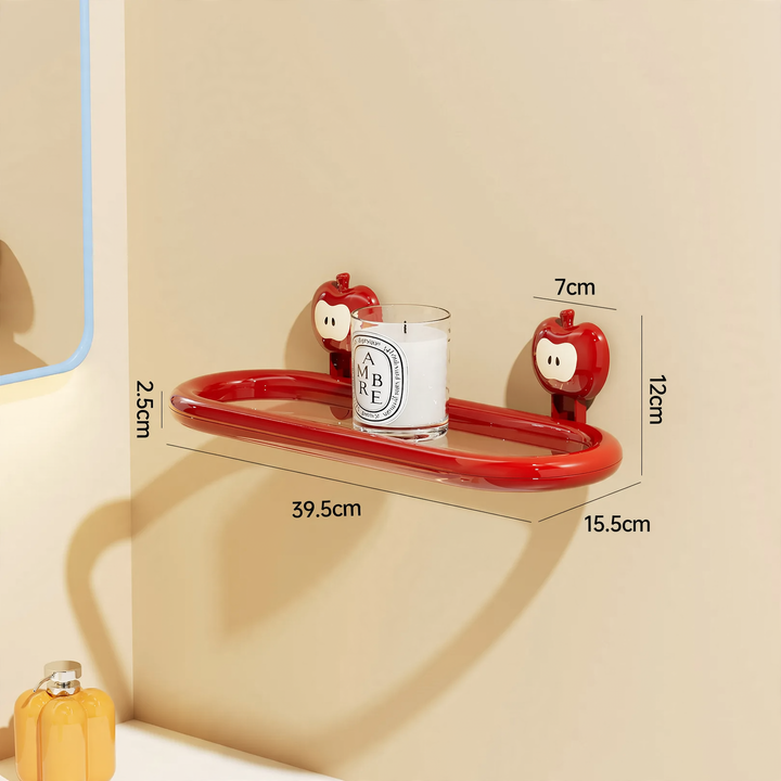 Bathroom wall shelf with suction cup, drainable
