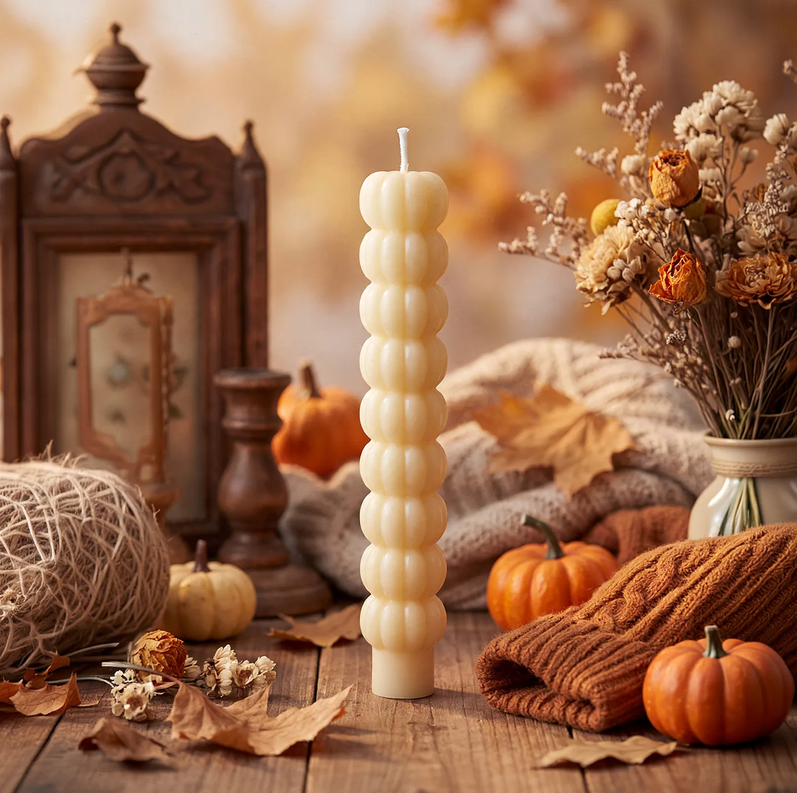 Handcrafted pumpkin scented candle with long stick