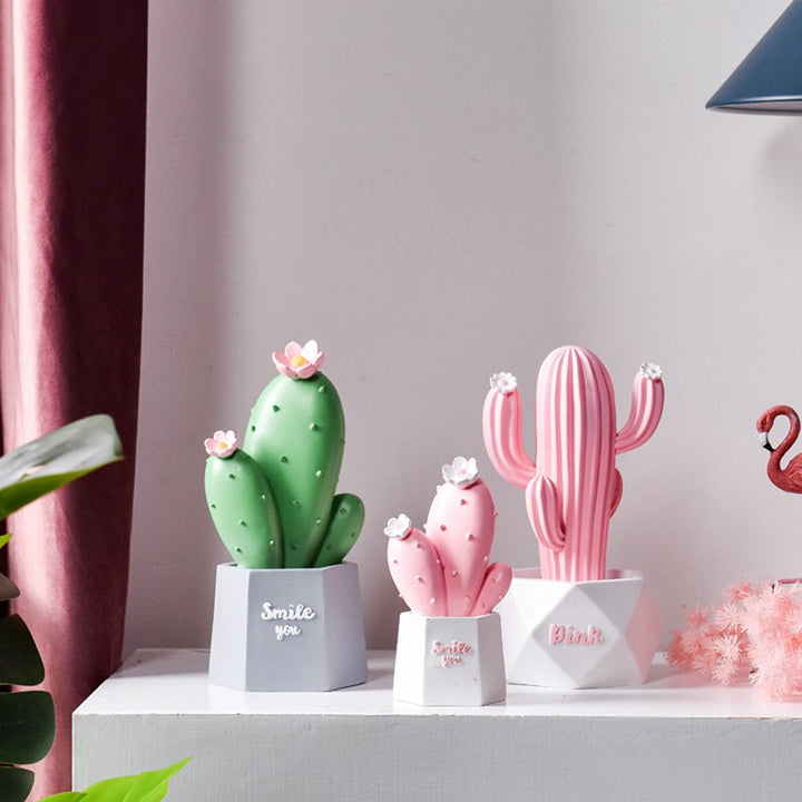 Cactus decor made of resin, painted
