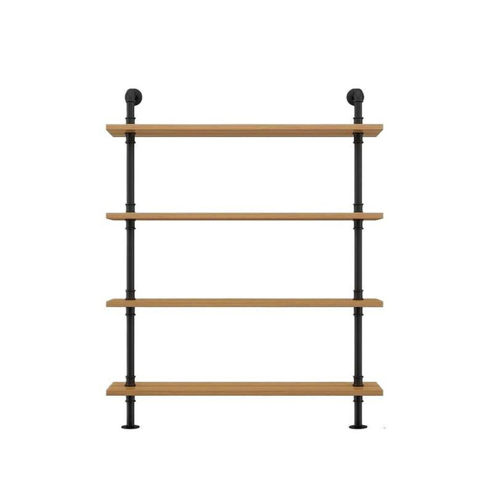 Wooden wall shelf, 140–240 cm, with metal brackets