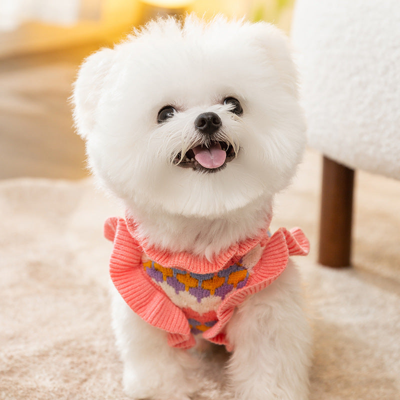 Pet Knit Sweater with Floral Pattern